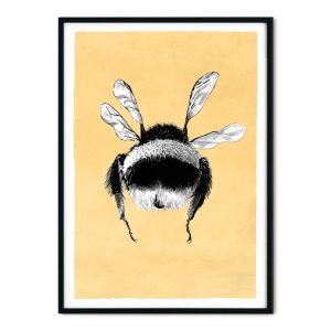 Lisa Mona Kunstdruck "Hummelhintern" gerahmt, schwarzer Bilderrahmen