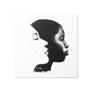 Kunstdruck 21x21 cm Weiß auf Schwarz
