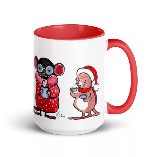 Weihnachtliche Mäuse-Teeparty Tasse – Bild 2